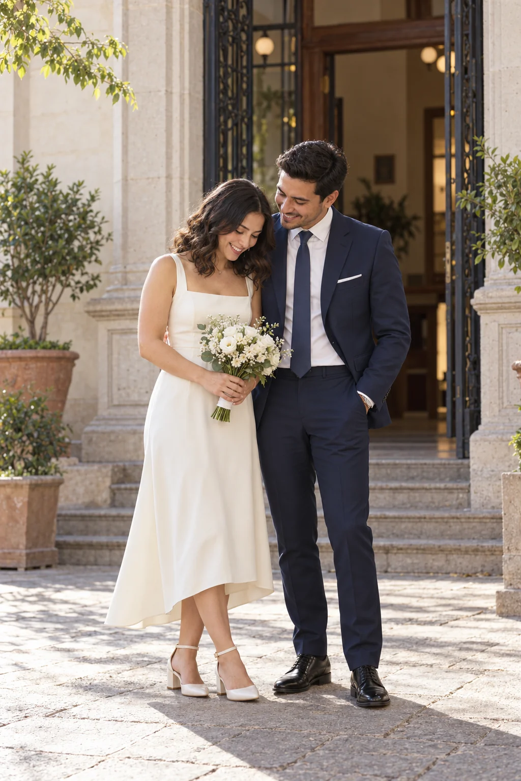 La pareja sale del registro civil