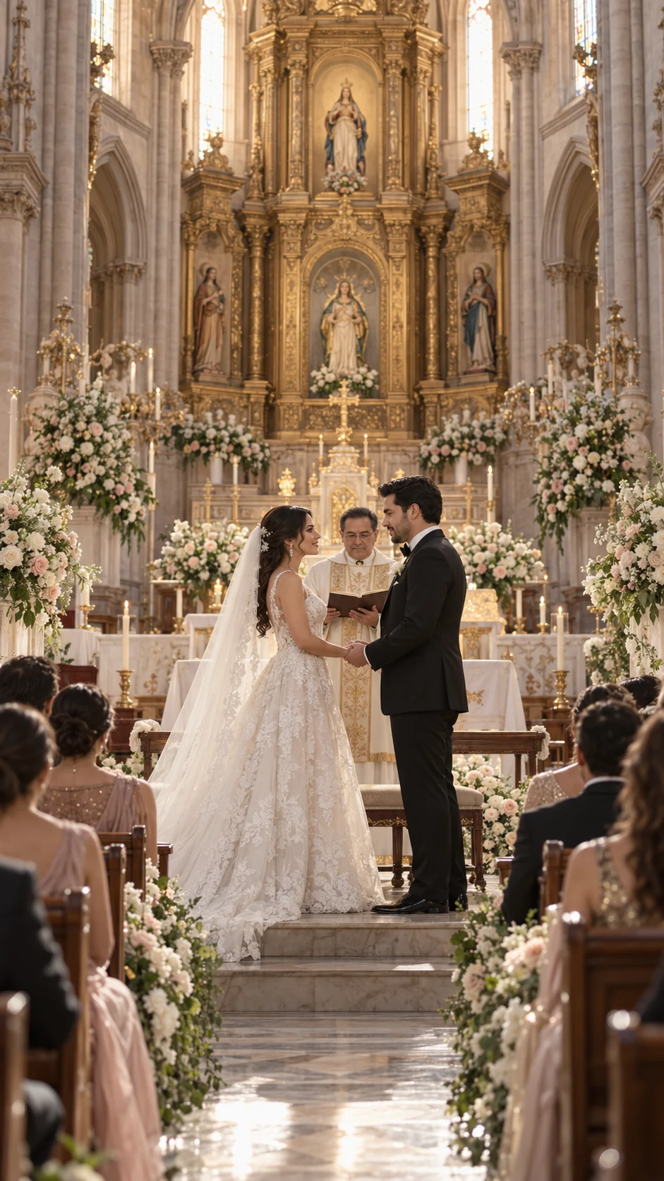 La pareja durante su ceremonia en la catedral