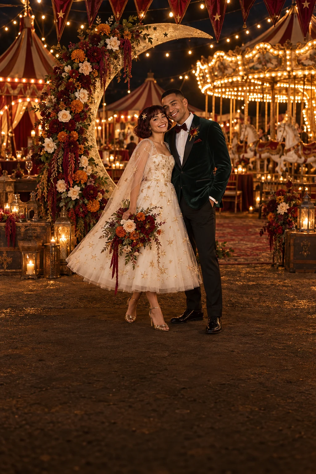 Los novios durante su ceremonia en la feria