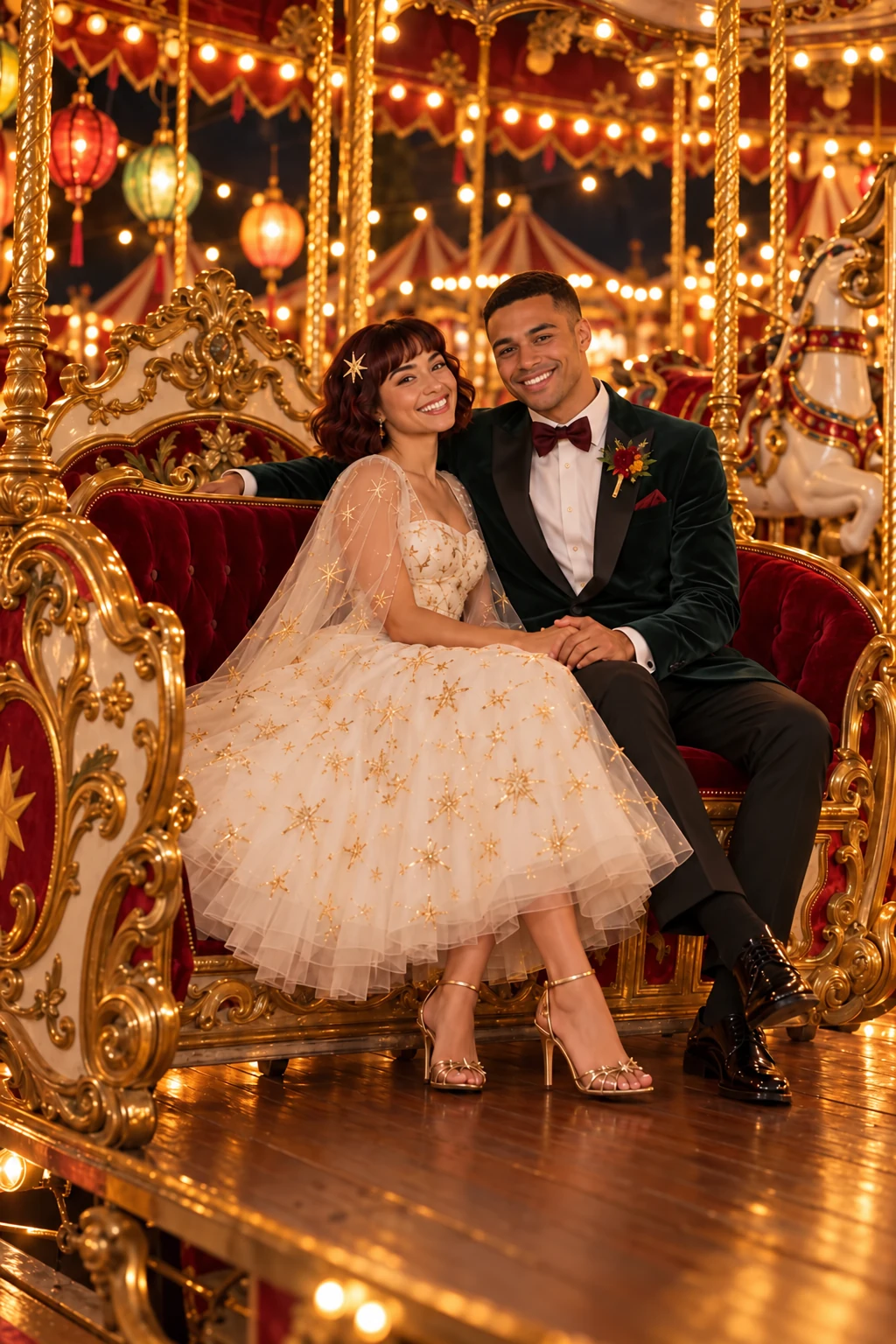 Los novios brindan con sus invitados en la feria