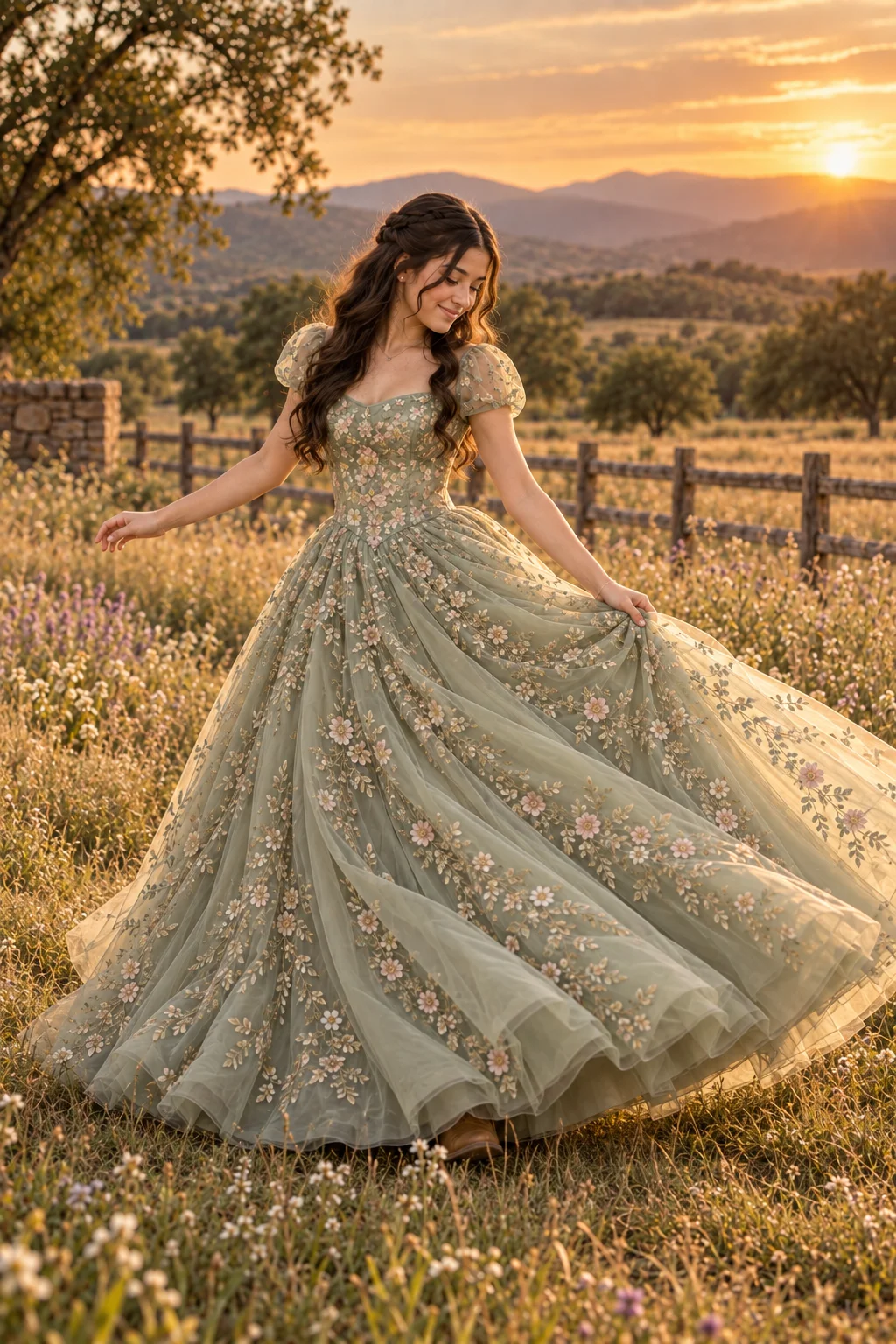 Quinceañera contemplando el paisaje